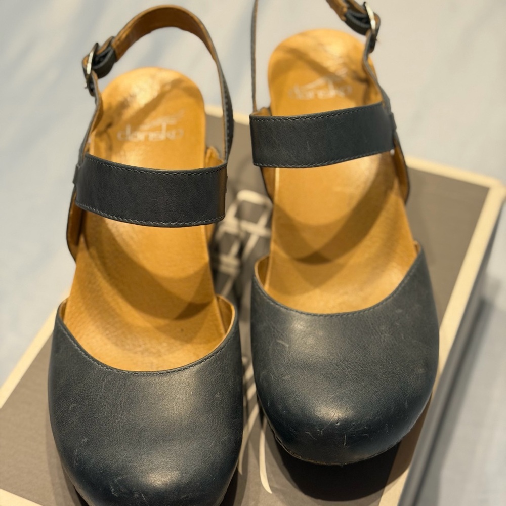Dansko Navy Leather Mules